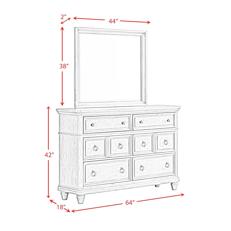 Picket House Furnishings Emiko Dresser and Mirror Set in Light Grey