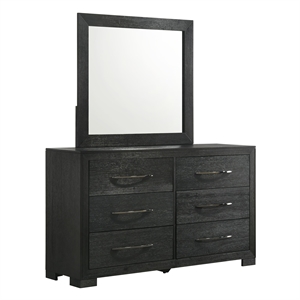 picket house furnishings kenn dresser & mirror set in black