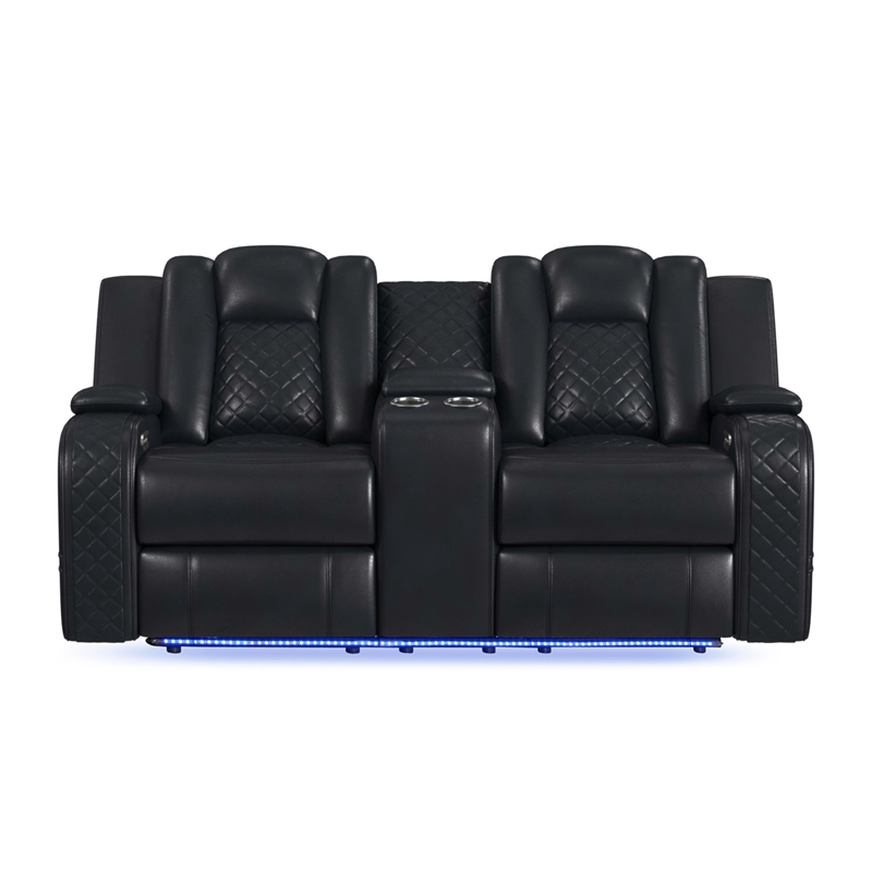 Picket House Furnishings Amias Power Motion Loveseat - Pebble Black