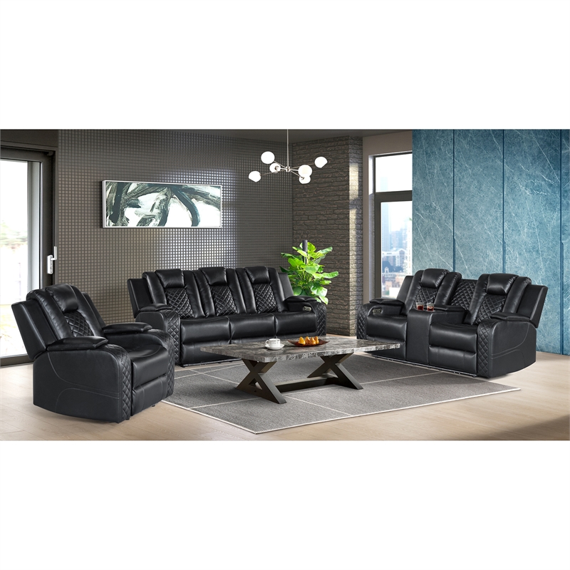 Picket House Furnishings Amias Power Motion Loveseat - Pebble Black