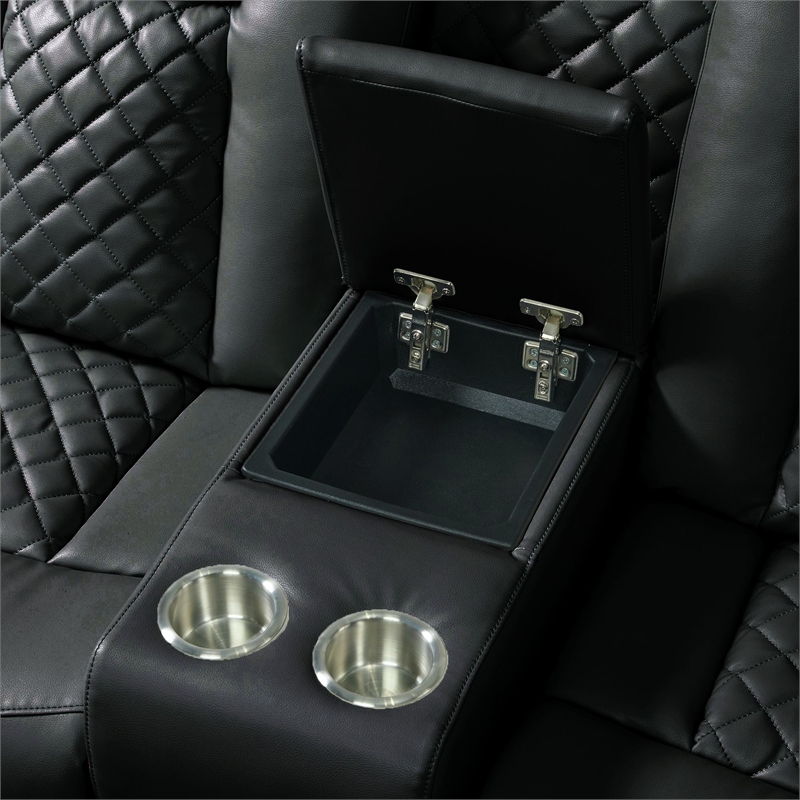 Picket House Furnishings Amias Power Motion Loveseat - Pebble Black