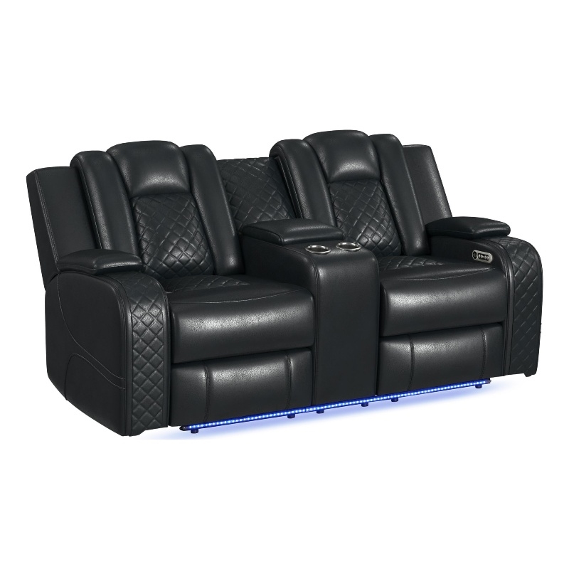 Picket House Furnishings Amias Power Motion Loveseat - Pebble Black