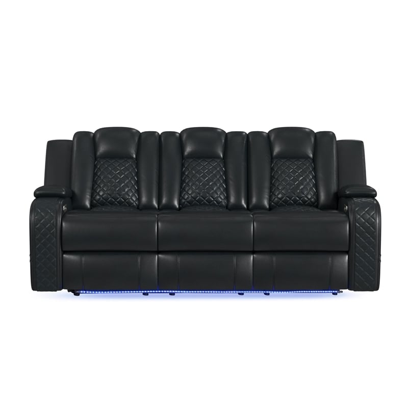 Picket House Furnishings Amias Power Motion Sofa - Pebble Black