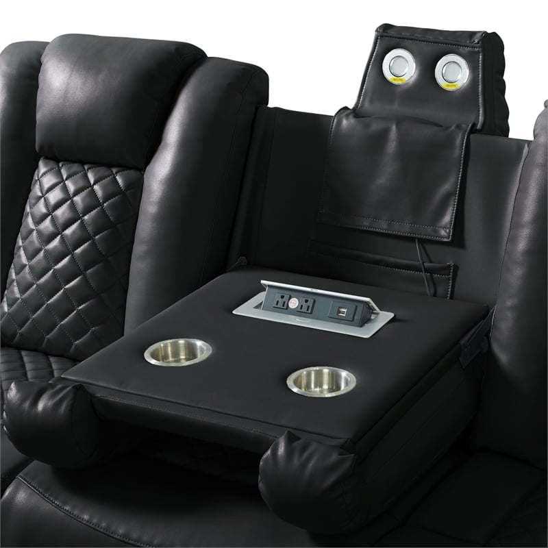Picket House Furnishings Amias Power Motion Sofa - Pebble Black