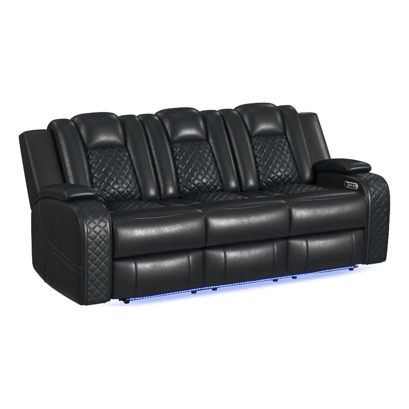 Picket House Furnishings Amias Power Motion Sofa - Pebble Black