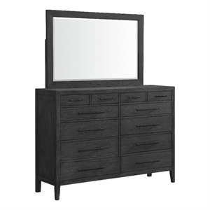 picket house furnishings armes 12-drawer dresser & mirror set in black