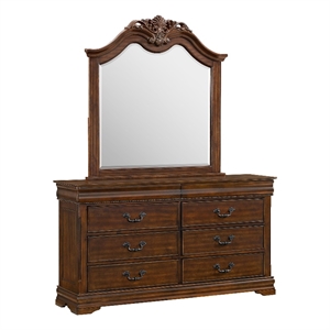 picket house furnishings coppola dresser & mirror set in cherry