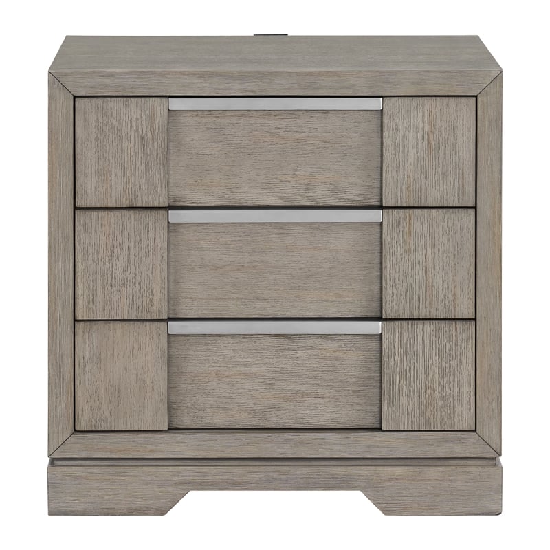 Picket House Furnishings Argo 3-Drawer Nightstand with USB in Gray