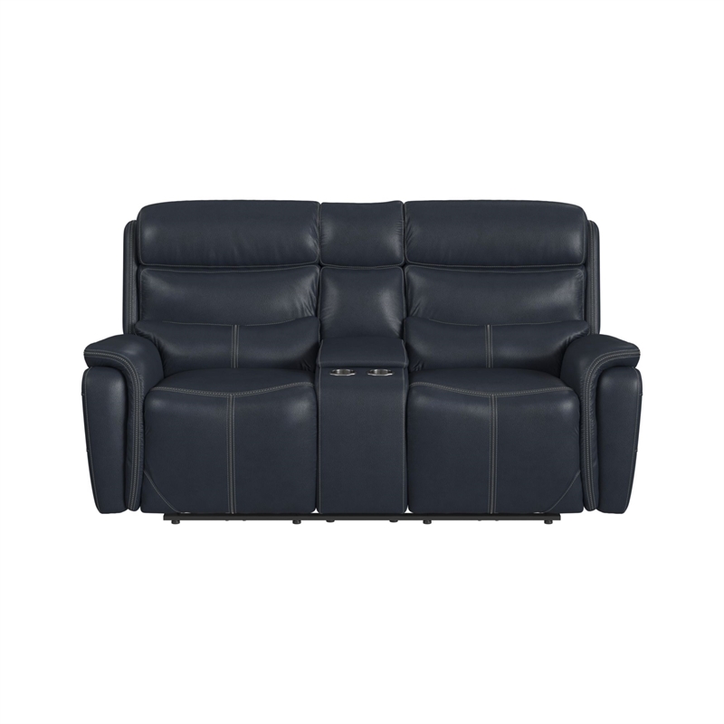 Picket House Furnishings Florin Power Motion Loveseat - Pebble Navy