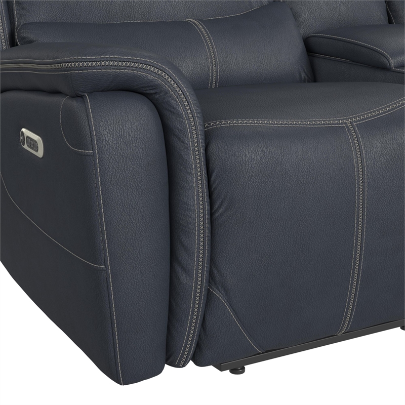 Picket House Furnishings Florin Power Motion Loveseat - Pebble Navy