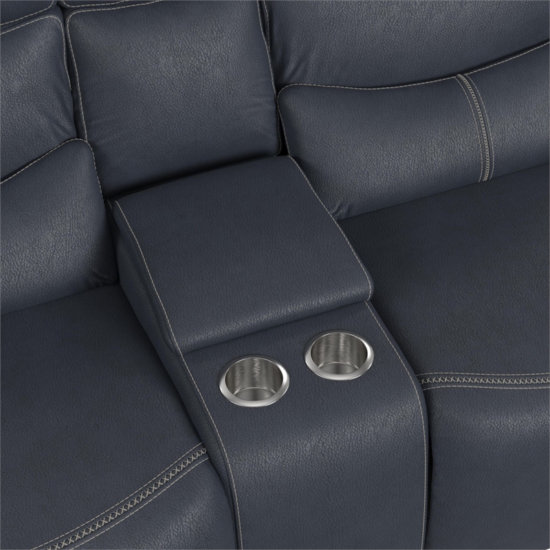 Picket House Furnishings Florin Power Motion Loveseat - Pebble Navy