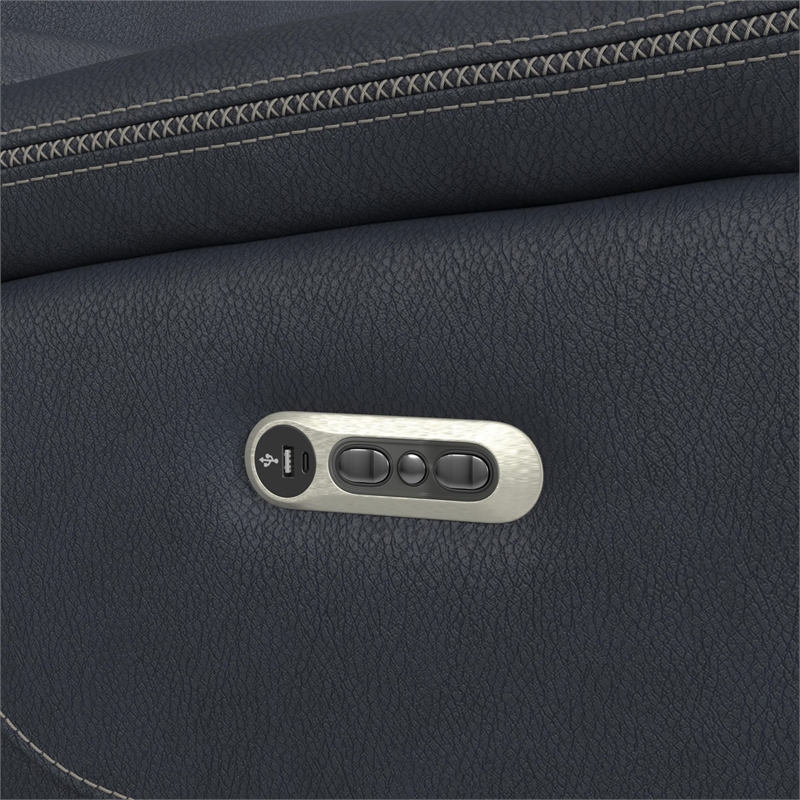 Picket House Furnishings Florin Power Motion Loveseat - Pebble Navy