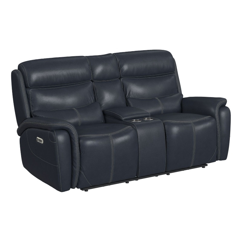 Picket House Furnishings Florin Power Motion Loveseat - Pebble Navy