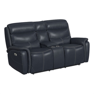 Picket House Furnishings Florin Power Motion Loveseat - Pebble Navy