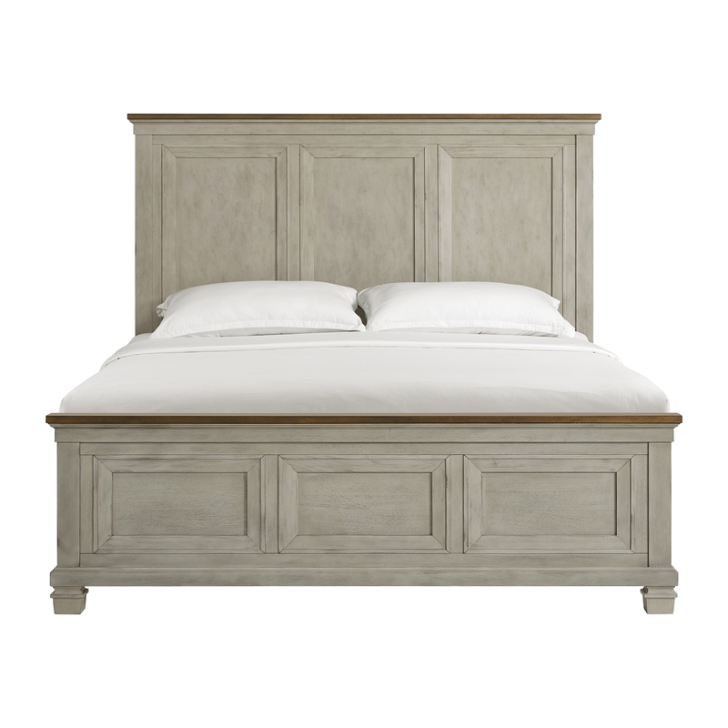 Picket House Furnishings Bloomfield King Panel Bed - Medium Brown & Washed Stone
