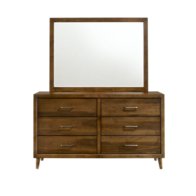 Picket House Furnishings Zuma 6-Drawer Dresser & Mirror in Walnut