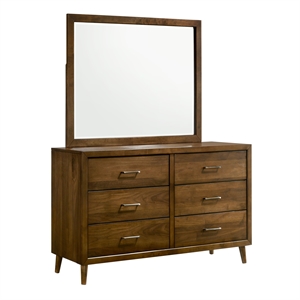 picket house furnishings zuma 6-drawer dresser & mirror in walnut