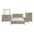 Picket House Furnishings Emiko King Panel 5PC Bedroom Set with Door Chest - Gray