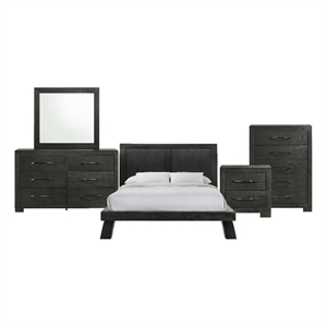 Picket House Furnishings Kenn Full Panel 5PC Bedroom Set in Black