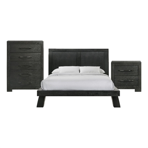 Picket House Furnishings Kenn Queen Panel 3PC Bedroom Set in Black