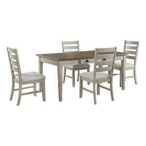 Picket House Furnishings Bloomfield 5PC Dining Set - Medium Brown & Washed Stone