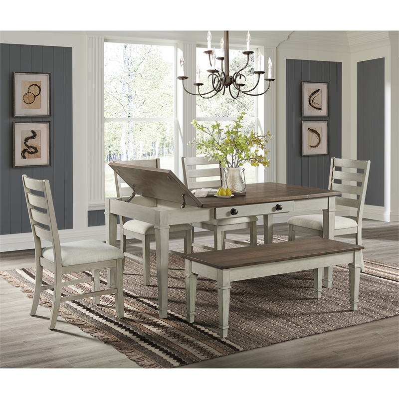 Picket House Furnishings Bloomfield 6PC Dining Set - Medium Brown & Washed Stone