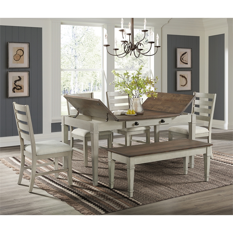 Picket House Furnishings Bloomfield 6PC Dining Set - Medium Brown & Washed Stone