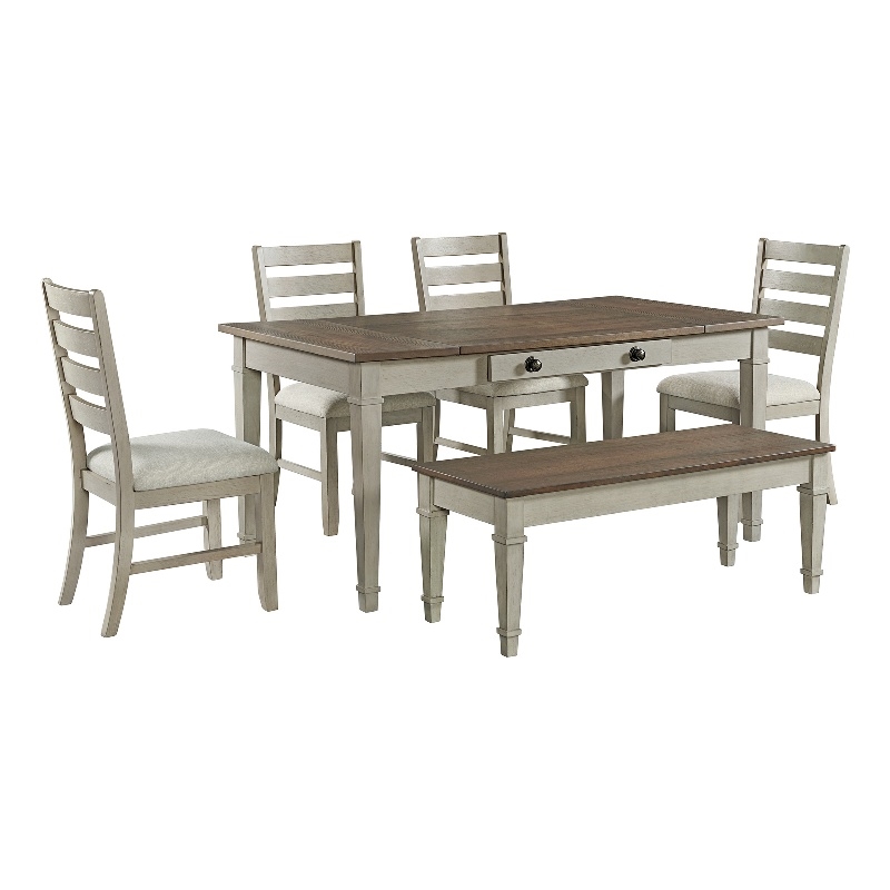 Picket House Furnishings Bloomfield 6PC Dining Set - Medium Brown & Washed Stone
