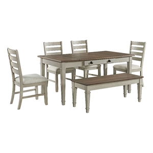 Picket House Furnishings Bloomfield 6PC Dining Set - Medium Brown & Washed Stone