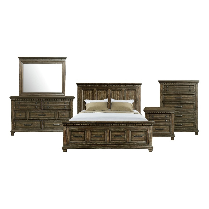 Picket House Furnishings Windom King Storage 5PC Bedroom Set in Charcoal