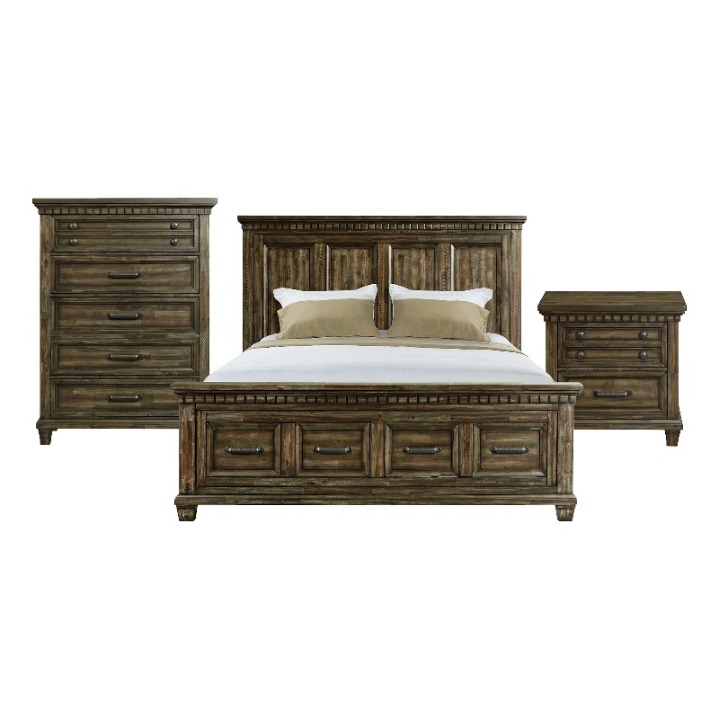 Picket House Furnishings Windom Queen Storage 3PC Bedroom Set in Charcoal