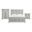 Picket House Furnishings Windom King Storage 3PC Bedroom Set in Antique White