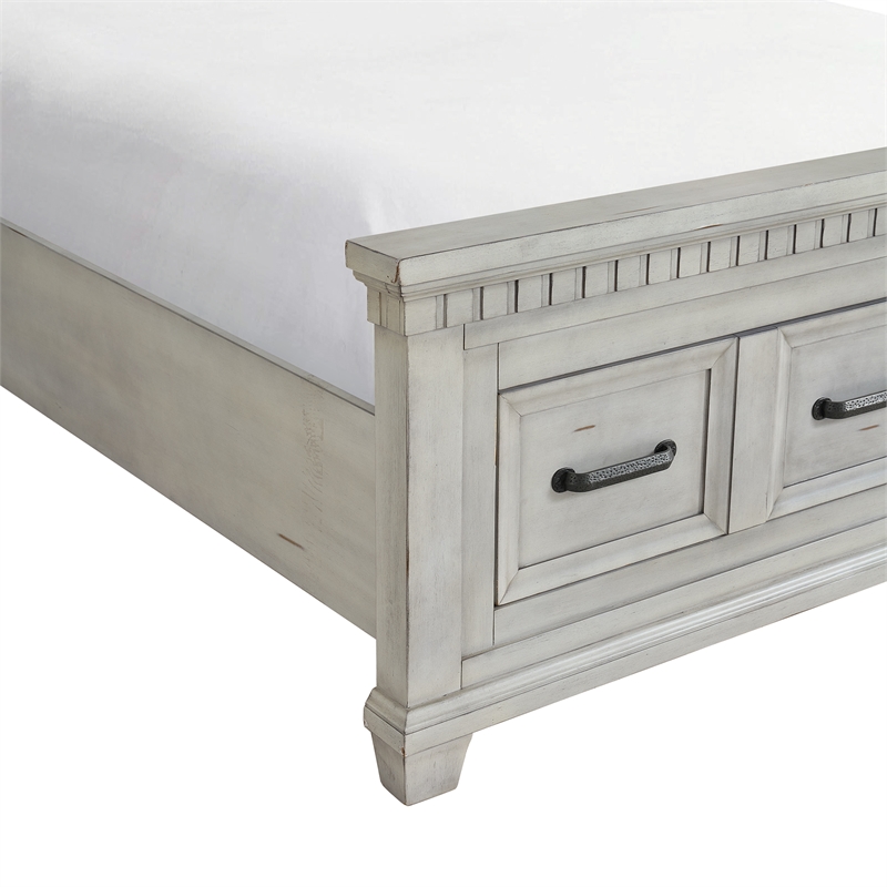Picket House Furnishings Windom Queen Storage 3PC Bedroom Set in Antique White