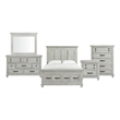 Picket House Furnishings Windom Queen Storage 5PC Bedroom Set in Antique White