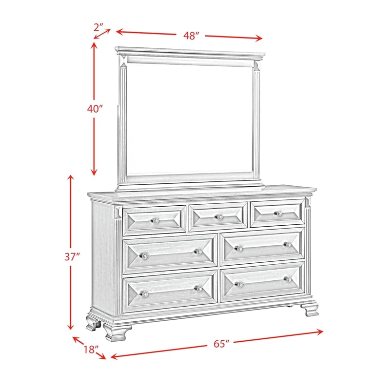Picket House Furnishings Sumner King Panel 5PC Bedroom Set in Antique White