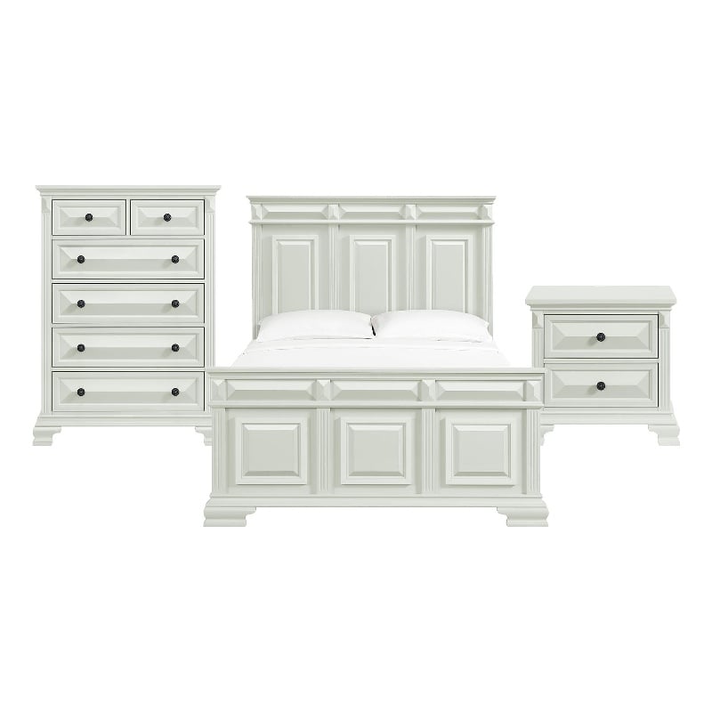 Picket House Furnishings Sumner Queen Panel 3PC Bedroom Set in Antique White