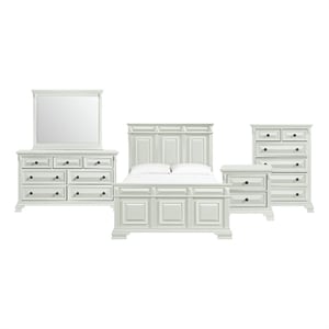 Picket House Furnishings Sumner Queen Panel 5PC Bedroom Set in Antique White