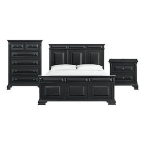 Picket House Furnishings Sumner King Panel 3PC Bedroom Set in Black