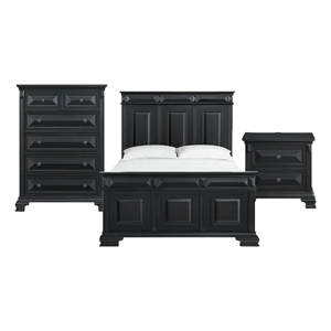 Picket House Furnishings Sumner Queen Panel 3PC Bedroom Set in Black