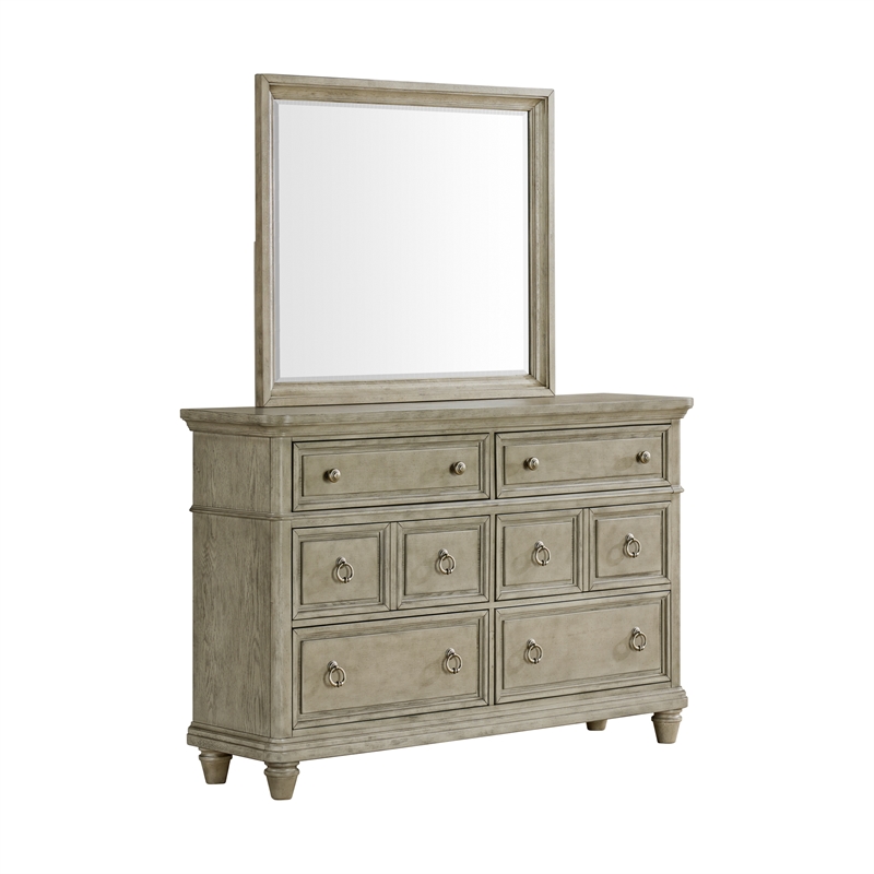 Picket House Furnishings Emiko King Panel 5PC Bedroom Set in Light Gray