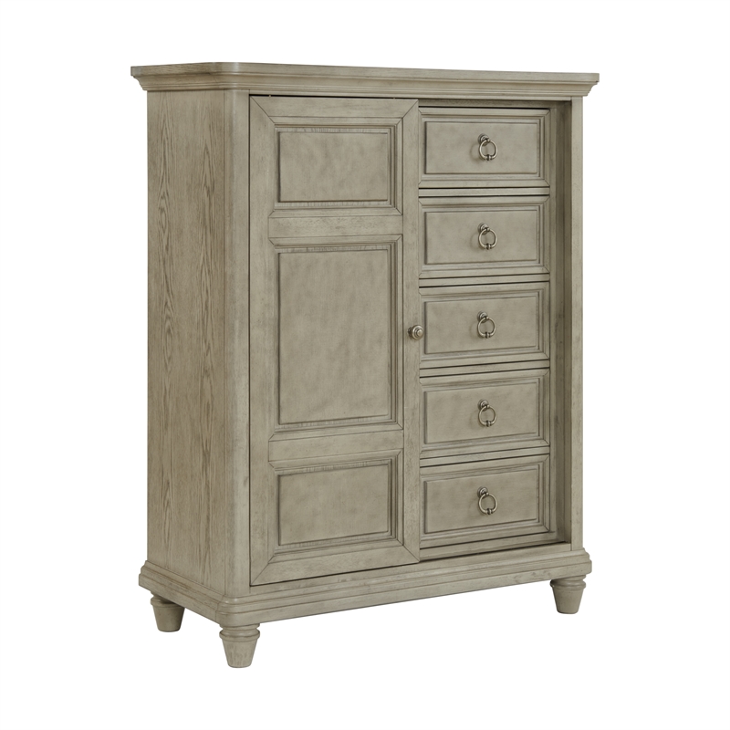 Picket House Furnishings Emiko King Panel 3PC Bedroom Set with Door Chest - Gray