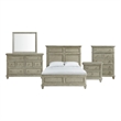 Picket House Furnishings Emiko Queen Panel 5PC Bedroom Set in Light Gray