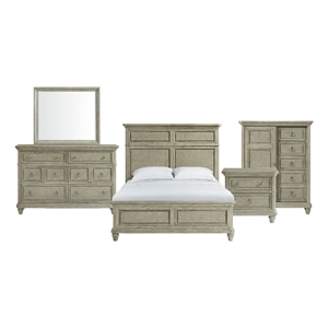 Picket House Furnishings Emiko Queen Panel 5PC Bedroom Set - Gray