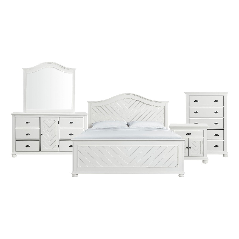 Picket House Furnishings Conaughey  King Panel 5PC Bedroom Set in White