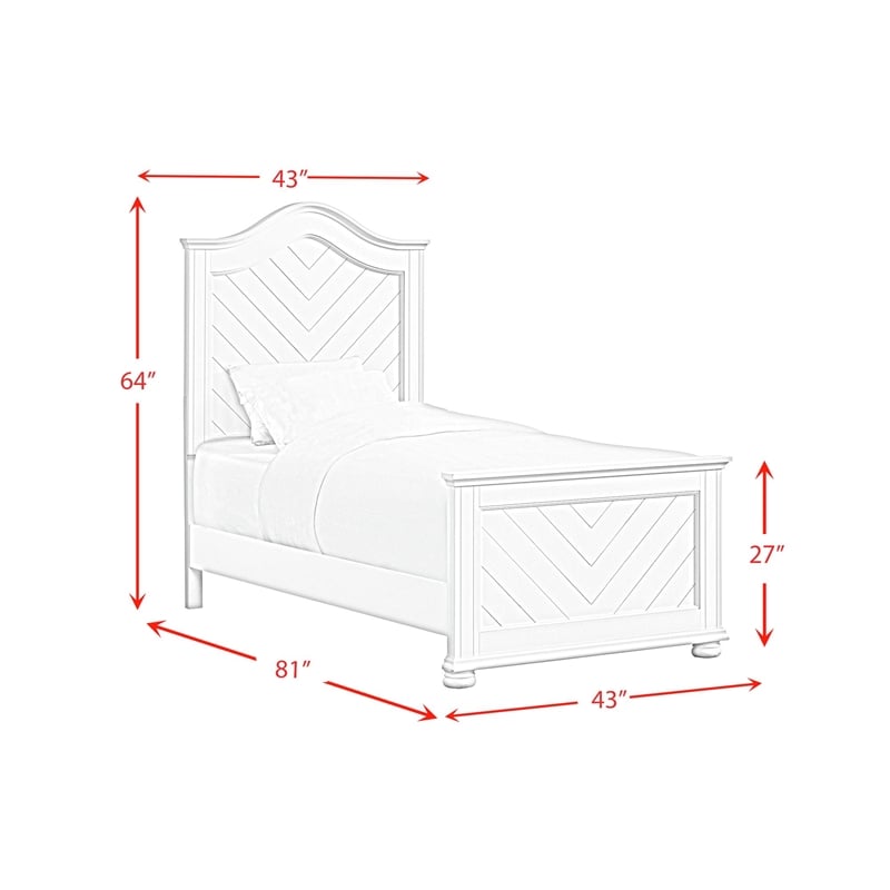 Picket House Furnishings Conaughey Twin Panel 5PC Bedroom Set in White