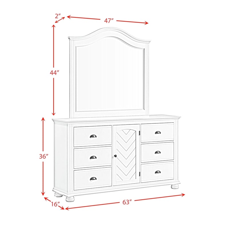 Picket House Furnishings Conaughey Twin Panel 5PC Bedroom Set in White