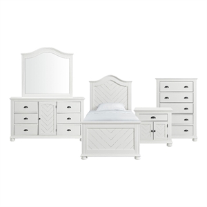 Picket House Furnishings Conaughey Twin Panel 5PC Bedroom Set in White