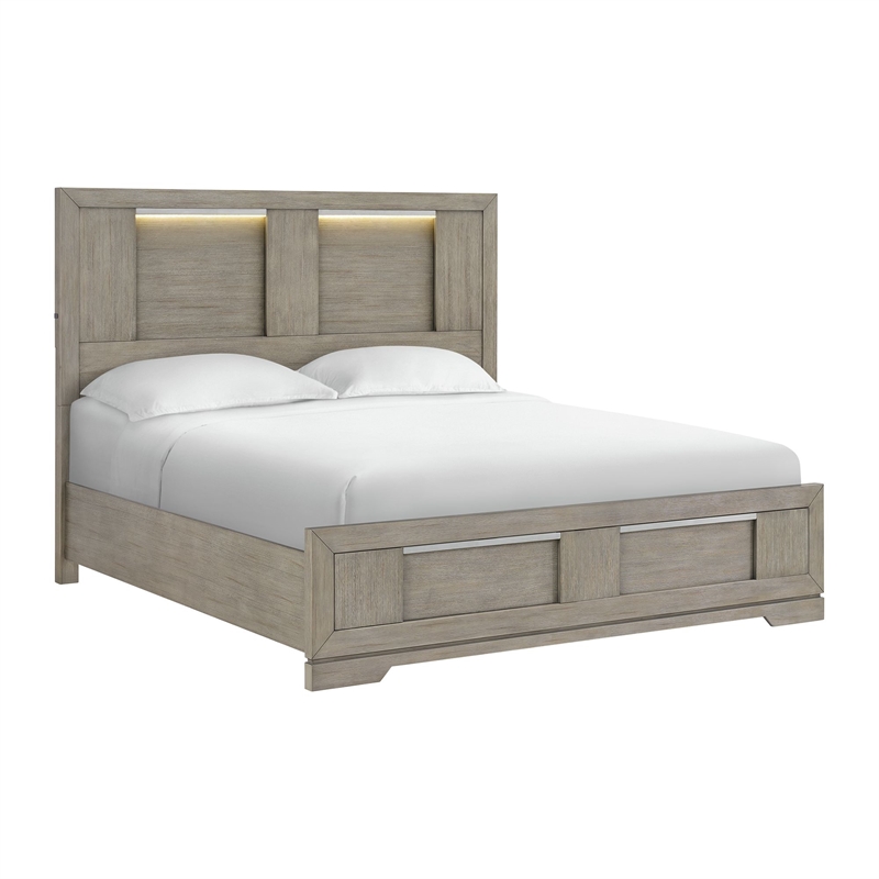 Picket House Furnishings Argo King Panel 3PC Bedroom Set with LED in Gray