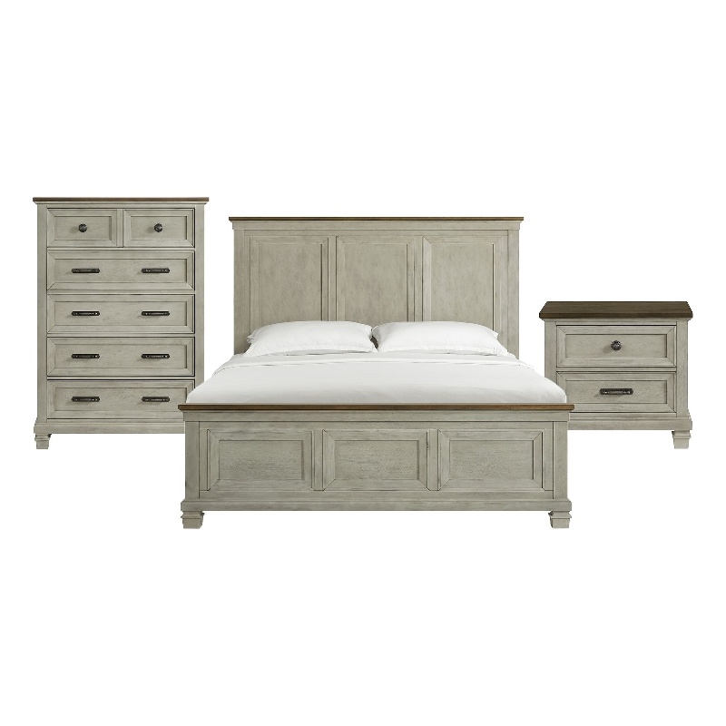 Picket House Furnishings Bloomfield King Panel 3PC Bedroom Set - Medium Brown