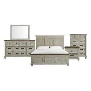 Picket House Furnishings Bloomfield Panel 5PC Bedroom Set - Medium Brown